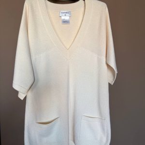 Chanel Cream Cashmere Tunic Sweater