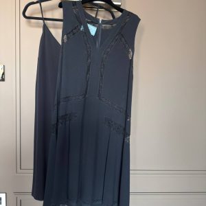 Prada Sleeveless Navy Dress with Lace Detailing