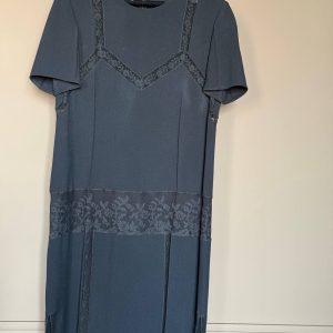 Prada Short Sleeve Navy Dress with Lace Detailing