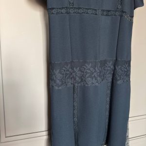 Prada Short Sleeve Navy Dress with Lace Detailing